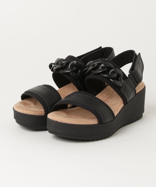 クラークスWrenly Eve レンリーイヴ ブラック　快適ウエッジサンダル Wrenly Eve / レンリーイヴ （ブラック/ブラック） -Clarks