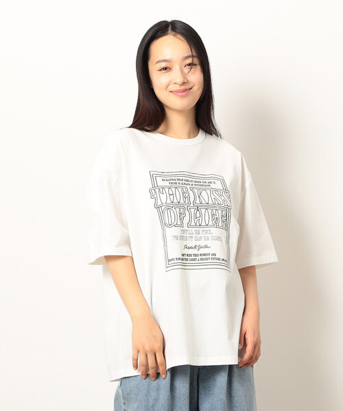 Purple&Yellow(パープルアンドイエロー)の「メッセージ刺繍 半袖Tシャツ(Tシャツ/カットソー・メンズ・ベージュ/ホワイト/ブラック/レッド・SMALL/LARGE/MEDIUM)」の10枚目の写真