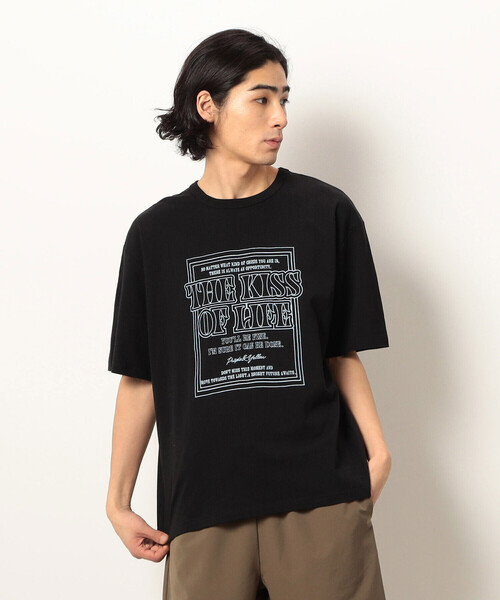 Purple&Yellow(パープルアンドイエロー)の「メッセージ刺繍 半袖Tシャツ(Tシャツ/カットソー・メンズ・ベージュ/ホワイト/ブラック/レッド・SMALL/LARGE/MEDIUM)」の14枚目の写真