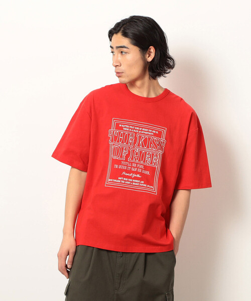 Purple&Yellow(パープルアンドイエロー)の「メッセージ刺繍 半袖Tシャツ(Tシャツ/カットソー・メンズ・ベージュ/ホワイト/ブラック/レッド・SMALL/LARGE/MEDIUM)」の22枚目の写真