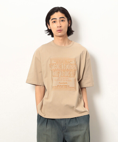 【PURPLE BLAND】ワードマークTシャツ 半袖 セール】メッセージ刺繍半袖Tシャツ（Tシャツ/カットソー