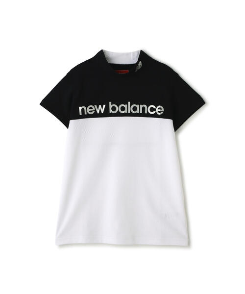 new balance 半袖 モックネック　プルオーバー ヘリンボーン　レース new balance 半袖 モックネック プルオーバー ヘリンボーン