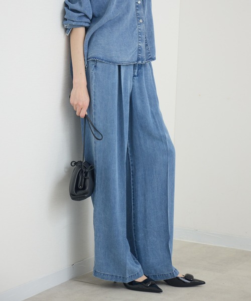 Paradise Picnic(パラダイスピクニック)の「ROSIEE テンセルデニムタックパンツ(デニムパンツ・レディース・ブラック/ブルー・FREE)」の1枚目の写真