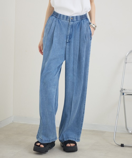 Paradise Picnic(パラダイスピクニック)の「ROSIEE テンセルデニムタックパンツ(デニムパンツ・レディース・ブラック/ブルー・FREE)」の4枚目の写真