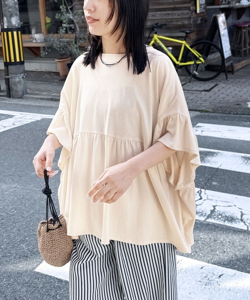 reca（レカ）の「フレンチフリル袖ワイドカットソー（Tシャツ/カットソー・レディース・コーラル/チャコールグレー/アイボリー/ブラック/ピンク・M）」の22枚目の写真
