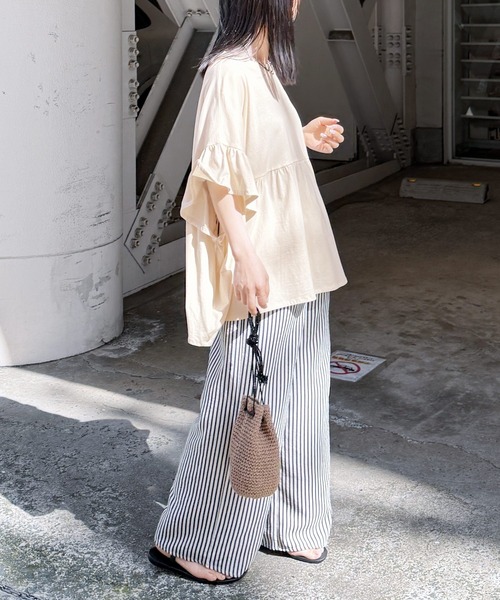 reca(レカ)の「【接触冷感】フレンチフリル袖ワイドカットソー(Tシャツ/カットソー・レディース・コーラル/チャコールグレー/アイボリー/ブラック/ピンク・M)」の22枚目の写真