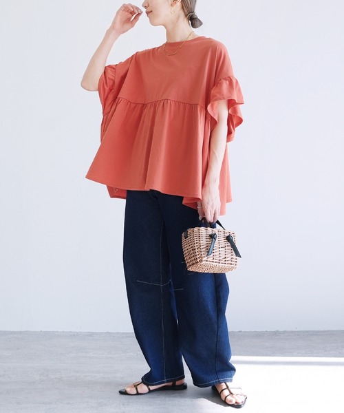 reca（レカ）の「フレンチ袖フリルプルオーバー（Tシャツ/カットソー・レディース・コーラル/チャコールグレー/アイボリー/ブラック・M）」の22枚目の写真