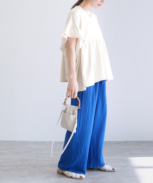 reca（レカ）の「フレンチ袖フリルプルオーバー（Tシャツ/カットソー・レディース・コーラル/チャコールグレー/アイボリー/ブラック・M）」の12枚目の写真