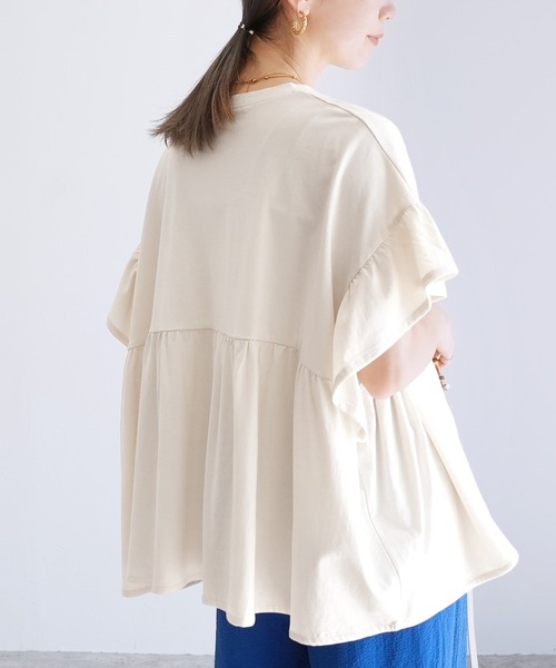 reca（レカ）の「フレンチ袖フリルプルオーバー（Tシャツ/カットソー・レディース・コーラル/チャコールグレー/アイボリー/ブラック・M）」の11枚目の写真