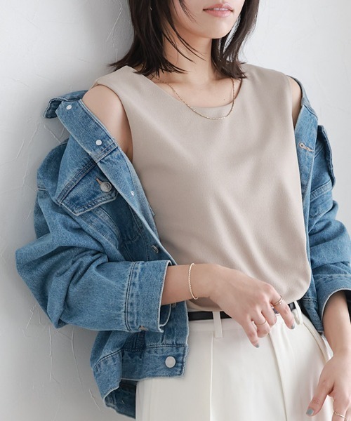 Pierrot（ピエロ）の「ペアスキン2wayタンクトップ（タンクトップ・レディース・グレイッシュベージュ/ブラック/オフホワイト・L/M/S）」の18枚目の写真