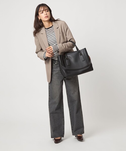 green label relaxing（グリーンレーベルリラクシング）の「【WEB限定】トラペーズ ワイドベルト トートバッグ / A4 / 通勤（トートバッグ・レディース・ブラック/ベージュ/ブラウン・FREE）」の7枚目の写真