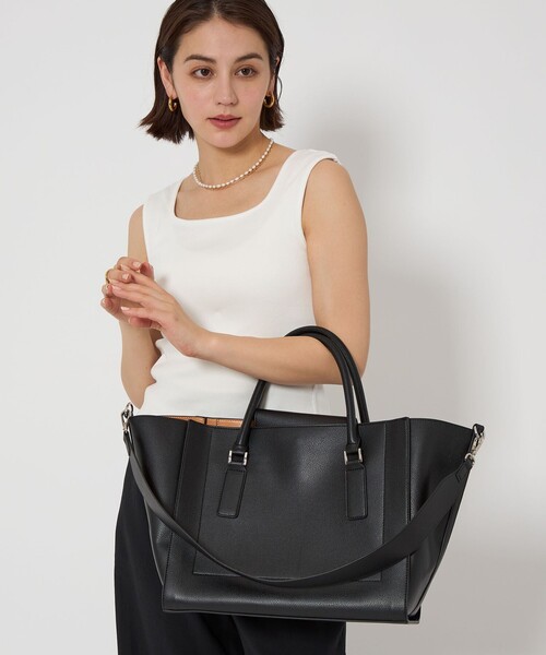 green label relaxing（グリーンレーベルリラクシング）の「【WEB限定】トラペーズ ワイドベルト トートバッグ / A4 / 通勤（トートバッグ・レディース・ブラック/ベージュ/ブラウン・FREE）」の16枚目の写真