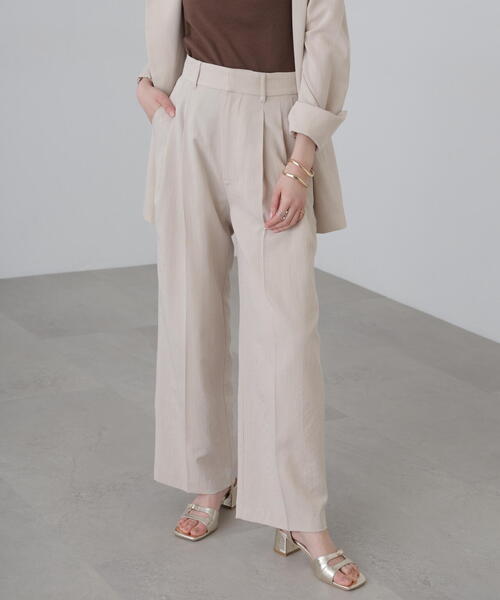 FREE'S MART（フリーズマート）の「◆【3サイズ展開XS-M】麻調合繊タックワイドパンツ【低身長サイズ有】（スラックス・レディース・ブラウン/ホワイト/ネイビー・MEDIUM/SMALL/X-SMALL）」の19枚目の写真