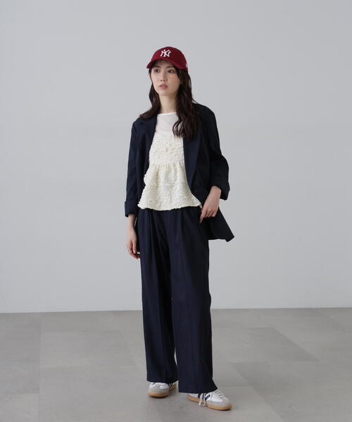 セール】◇【3サイズ展開XS-M】麻調合繊タックワイドパンツ【低