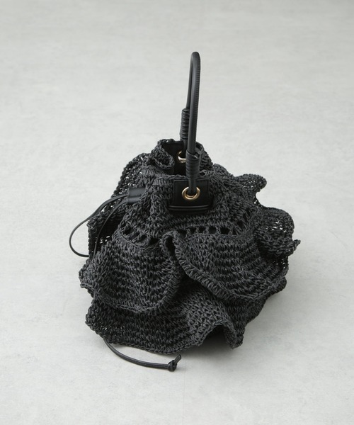 NANO universe（ナノユニバース）の「ティアードフリルバッグ（かごバッグ・レディース・ベージュ/ブラック・FREE）」の4枚目の写真