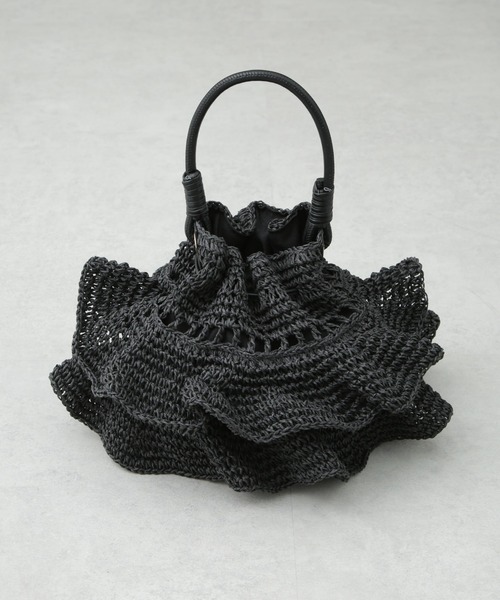 NANO universe（ナノユニバース）の「ティアードフリルバッグ（かごバッグ・レディース・ベージュ/ブラック・FREE）」の5枚目の写真