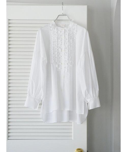 Te chichi（テチチ）の「【宮本茉由着用】フロントフリルブラウス（シャツ/ブラウス・レディース・ブルー/オフホワイト/サックスブルー・F）」の5枚目の写真