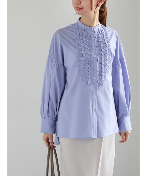 Te chichi（テチチ）の「【宮本茉由着用】フロントフリルブラウス（シャツ/ブラウス・レディース・ブルー/オフホワイト/サックスブルー・F）」の8枚目の写真