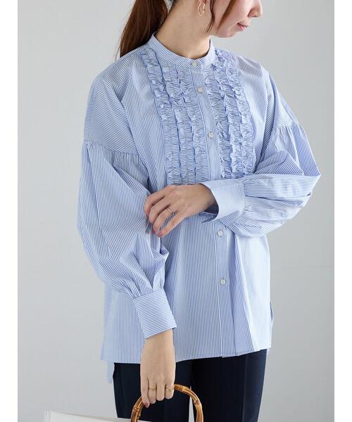 Te chichi（テチチ）の「【宮本茉由着用】フロントフリルブラウス（シャツ/ブラウス・レディース・ブルー/オフホワイト/サックスブルー・F）」の11枚目の写真