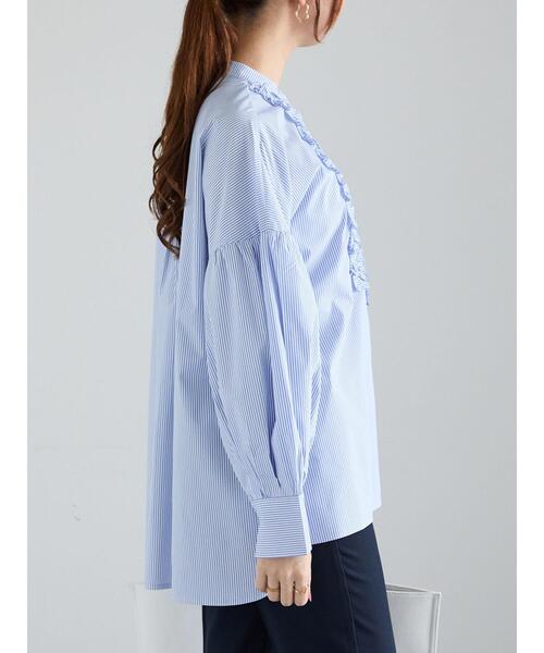 Te chichi（テチチ）の「【宮本茉由着用】フロントフリルブラウス（シャツ/ブラウス・レディース・ブルー/オフホワイト/サックスブルー・F）」の13枚目の写真