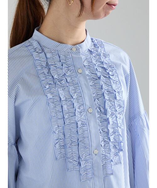 Te chichi（テチチ）の「【宮本茉由着用】フロントフリルブラウス（シャツ/ブラウス・レディース・ブルー/オフホワイト/サックスブルー・F）」の14枚目の写真