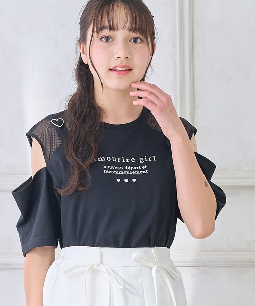 セール】ハートベルトオープンショルダーTシャツ/カットソー（T