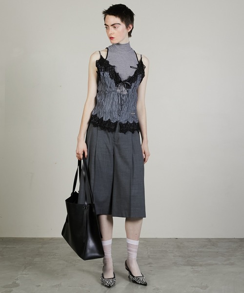 【d.i.a】ジッパーキャミソール　メタルスタッズ ワッシャーレースキャミトップス / Washer Lace Cami Tops