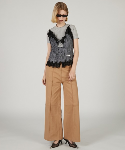 PRANK PROJECT（プランクプロジェクト）の「ワッシャーレースキャミトップス / Washer Lace Cami Tops（キャミソール・レディース・グレー/アイボリー・FREE）」の6枚目の写真