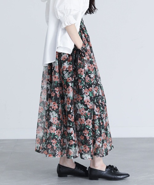 星*奨様 Blumarine 花柄スカート 42 シルク 大人のフラワープリント】大花柄ティアードスカート（マキシ