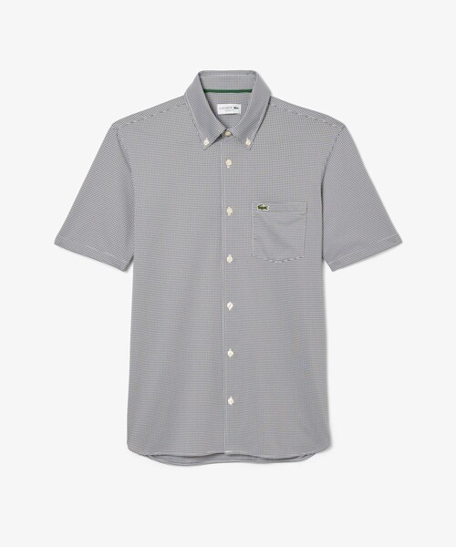 LACOSTE（ラコステ）の「消臭 速乾 UVカット マイクロチェック半袖シャツ（シャツ/ブラウス・メンズ・ブラック/サックスブルー/グレイッシュブルー・39/41/40/42）」の14枚目の写真