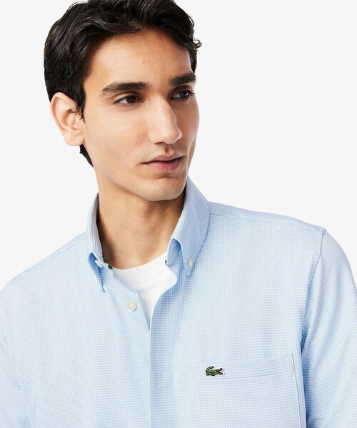 LACOSTE（ラコステ）の「消臭 速乾 UVカット マイクロチェック半袖シャツ（シャツ/ブラウス・メンズ・ブラック/サックスブルー/グレイッシュブルー・39/41/40/42）」の17枚目の写真