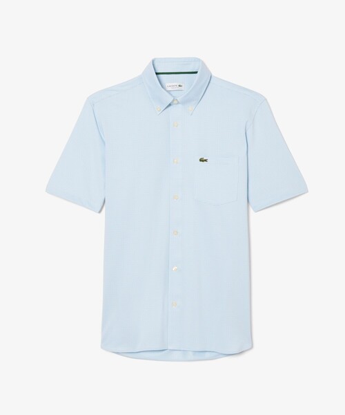 LACOSTE（ラコステ）の「消臭 速乾 UVカット マイクロチェック半袖シャツ（シャツ/ブラウス・メンズ・ブラック/サックスブルー/グレイッシュブルー・39/41/40/42）」の4枚目の写真