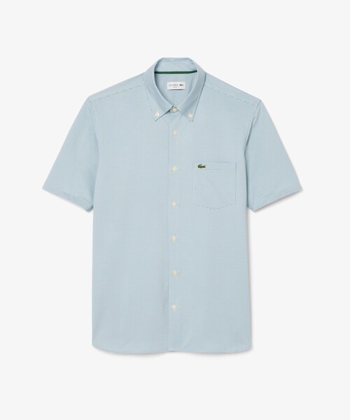 LACOSTE（ラコステ）の「消臭 速乾 UVカット マイクロチェック半袖シャツ（シャツ/ブラウス・メンズ・ブラック/サックスブルー/グレイッシュブルー・39/41/40/42）」の9枚目の写真