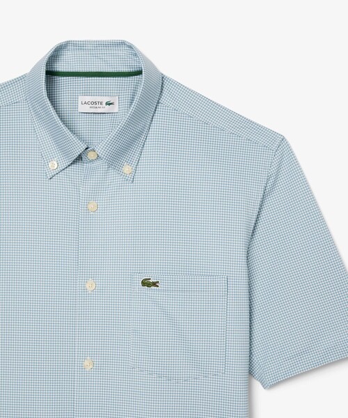 LACOSTE（ラコステ）の「消臭 速乾 UVカット マイクロチェック半袖シャツ（シャツ/ブラウス・メンズ・ブラック/サックスブルー/グレイッシュブルー・39/41/40/42）」の21枚目の写真