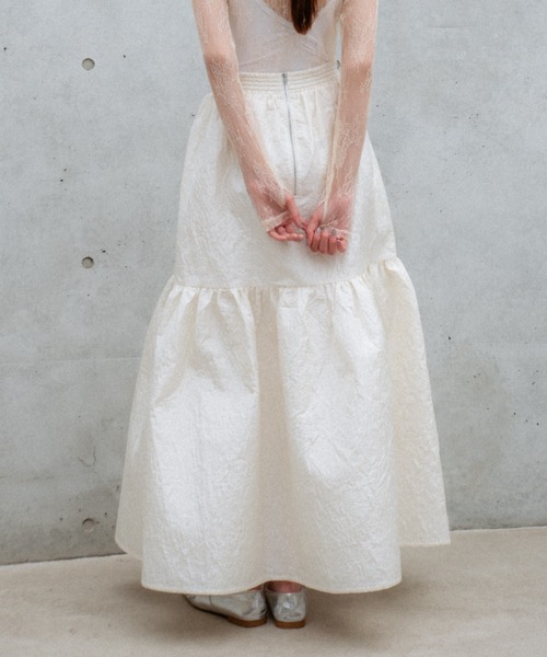 HONEY MI HONEY(ハニーミーハニー)の「two-way jacquard tiered one-piece(ワンピース・レディース・ブラック/オフホワイト/ブルーグレー・FREE)」の7枚目の写真