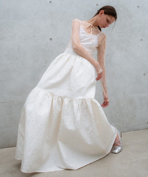 HONEY MI HONEY(ハニーミーハニー)の「two-way jacquard tiered one-piece(ワンピース・レディース・ブラック/オフホワイト/ブルーグレー・FREE)」の10枚目の写真