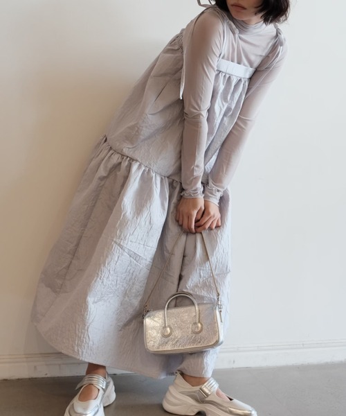 HONEY MI HONEY(ハニーミーハニー)の「two-way jacquard tiered one-piece(ワンピース・レディース・ブラック/オフホワイト/ブルーグレー・FREE)」の12枚目の写真