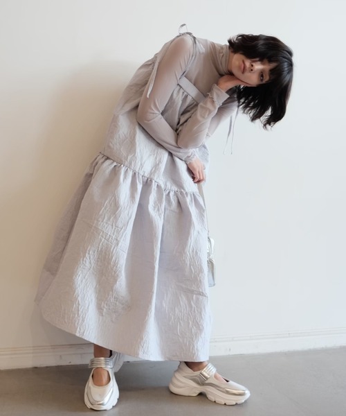 HONEY MI HONEY(ハニーミーハニー)の「two-way jacquard tiered one-piece(ワンピース・レディース・ブラック/オフホワイト/ブルーグレー・FREE)」の13枚目の写真