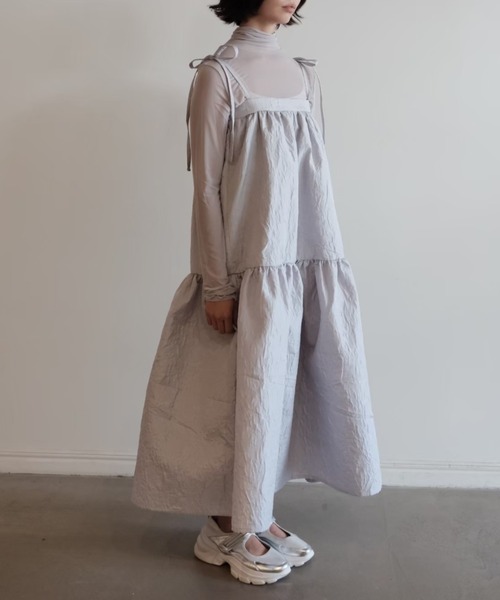 HONEY MI HONEY(ハニーミーハニー)の「two-way jacquard tiered one-piece(ワンピース・レディース・ブラック/オフホワイト/ブルーグレー・FREE)」の11枚目の写真