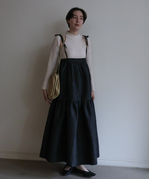 HONEY MI HONEY(ハニーミーハニー)の「two-way jacquard tiered one-piece(ワンピース・レディース・ブラック/オフホワイト/ブルーグレー・FREE)」の18枚目の写真