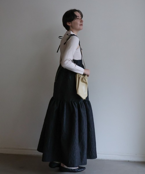 HONEY MI HONEY(ハニーミーハニー)の「two-way jacquard tiered one-piece(ワンピース・レディース・ブラック/オフホワイト/ブルーグレー・FREE)」の19枚目の写真