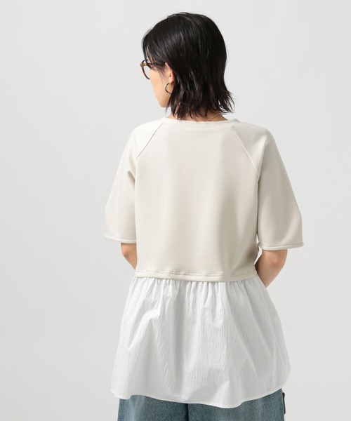 BAYFLOW（ベイフロー）の「[レイヤード風]フハクコンビダンボールプルオーバー（Tシャツ/カットソー・レディース・オフホワイト/ライトブルー/チャコール・FREE）」の9枚目の写真