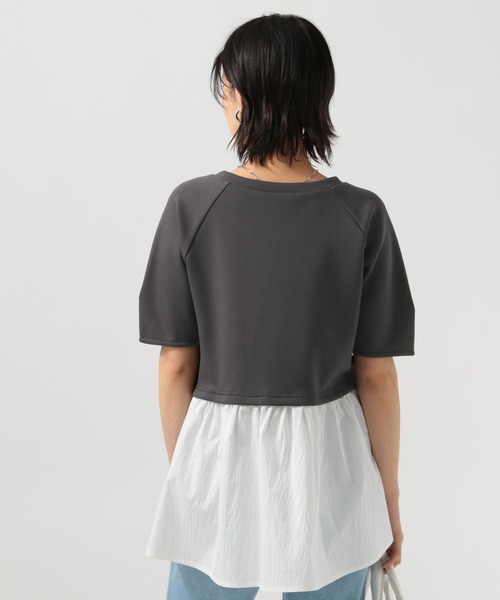 BAYFLOW（ベイフロー）の「[レイヤード風]フハクコンビダンボールプルオーバー（Tシャツ/カットソー・レディース・オフホワイト/ライトブルー/チャコール・FREE）」の14枚目の写真