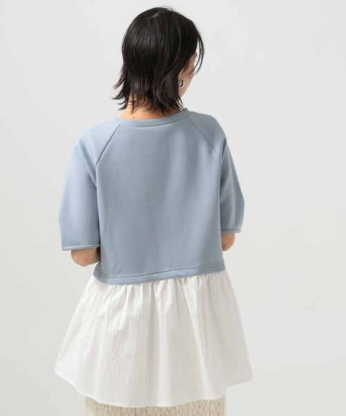 BAYFLOW（ベイフロー）の「[レイヤード風]フハクコンビダンボールプルオーバー（Tシャツ/カットソー・レディース・オフホワイト/ライトブルー/チャコール・FREE）」の18枚目の写真