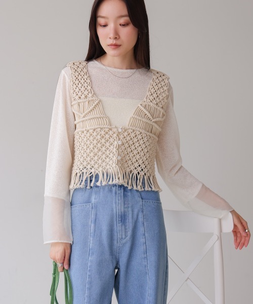 Bab(バブ)の「マクラメベスト(ベスト・レディース・B/A・FREE)」の3枚目の写真