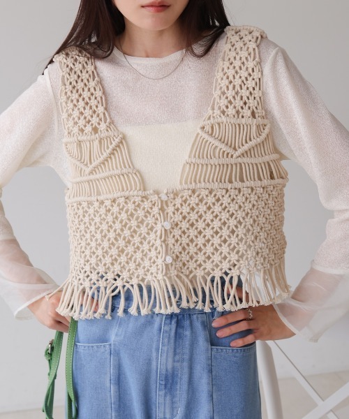 Bab(バブ)の「マクラメベスト(ベスト・レディース・B/A・FREE)」の5枚目の写真