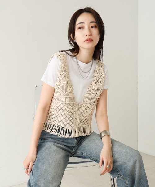 miffewベスト新品 セール】マクラメベスト（ベスト）｜Bab（バブ）のファッション