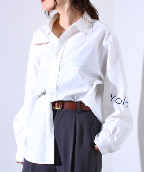 GLOSTER（グロスター）の「【GLOSTER】Messageシャツ オックスフォードシャツ レギュラーカラー（無地/ストライプ）（シャツ/ブラウス・メンズ・ホワイト/ブルー系その他7/ブラック系その他3・S/M/L）」の2枚目の写真