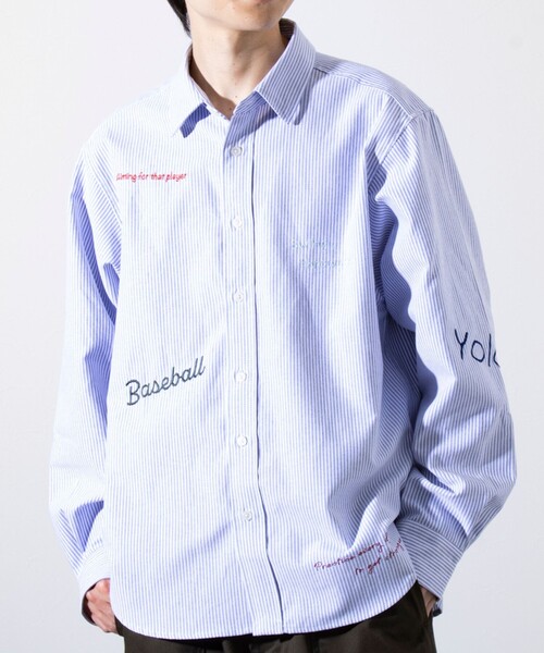 GLOSTER（グロスター）の「【GLOSTER】Messageシャツ オックスフォードシャツ レギュラーカラー（無地/ストライプ）（シャツ/ブラウス・メンズ・ホワイト/ブルー系その他7/ブラック系その他3・S/M/L）」の11枚目の写真