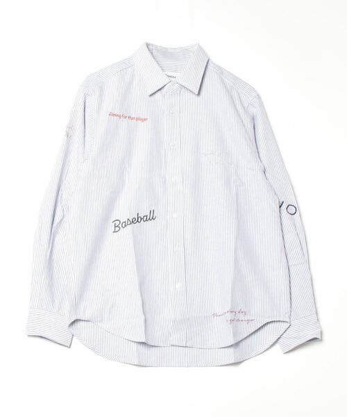 GLOSTER（グロスター）の「【GLOSTER】Messageシャツ オックスフォードシャツ レギュラーカラー（無地/ストライプ）（シャツ/ブラウス・メンズ・ホワイト/ブルー系その他7/ブラック系その他3・S/M/L）」の9枚目の写真